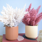 Arranjo De Flores Creme No Vaso Canelado Terracota | Formosin